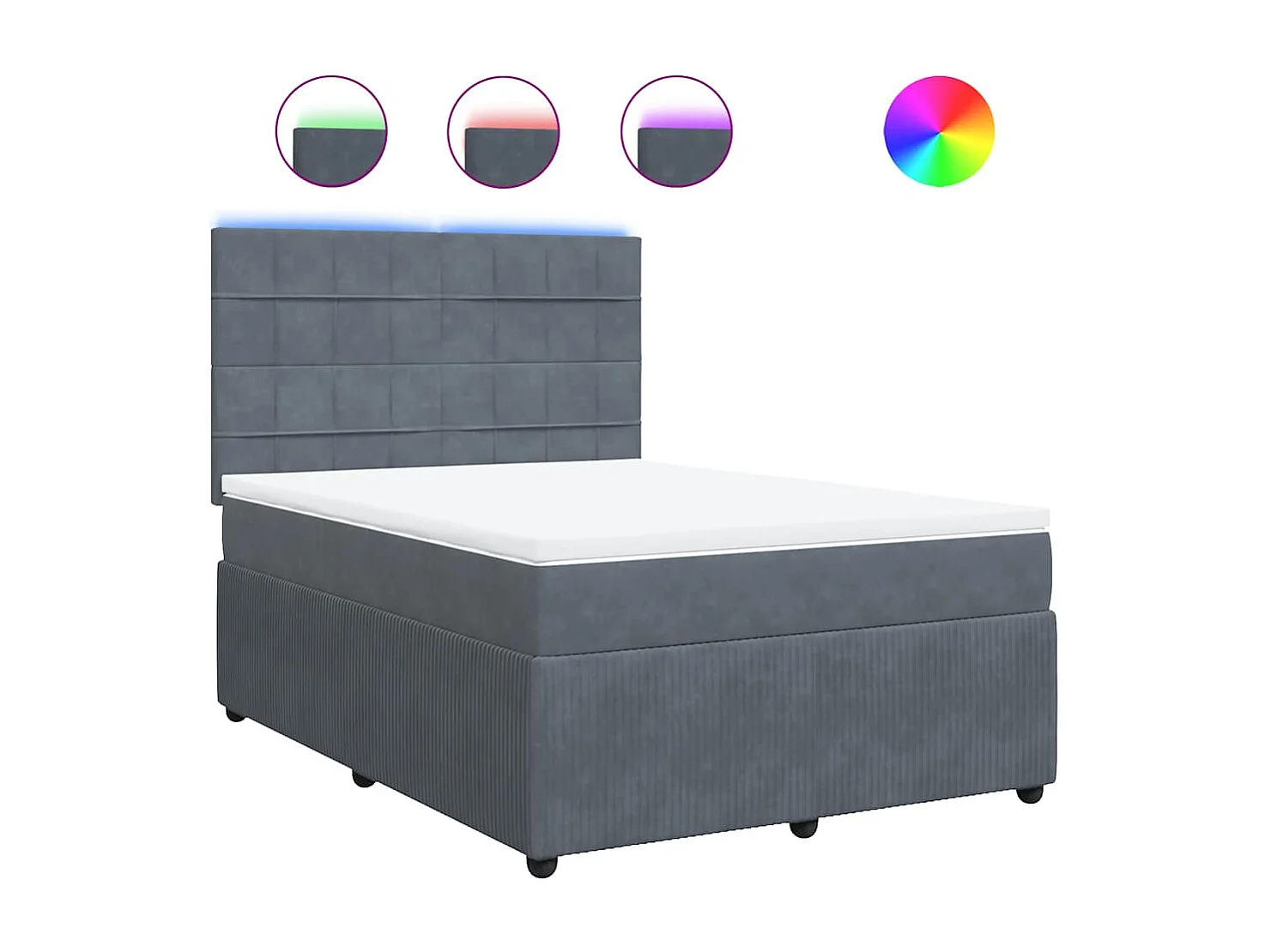 Boxspring met matras fluweel donkergrijs 140x200 cm