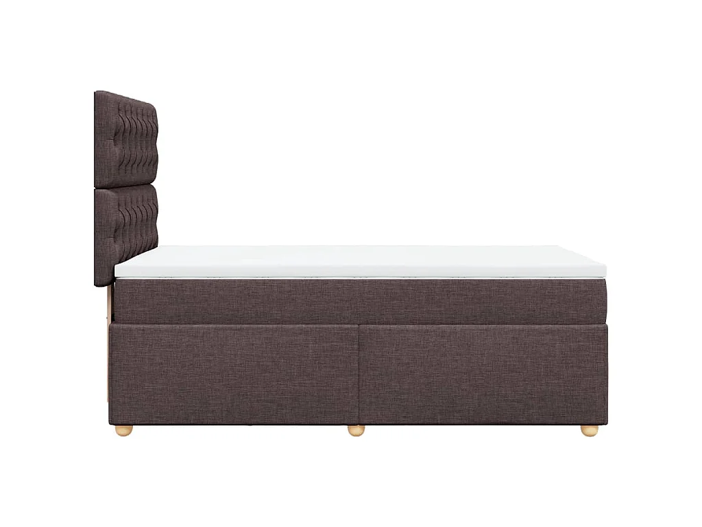 Cama box spring con colchón tela marrón oscuro 80x200 cm