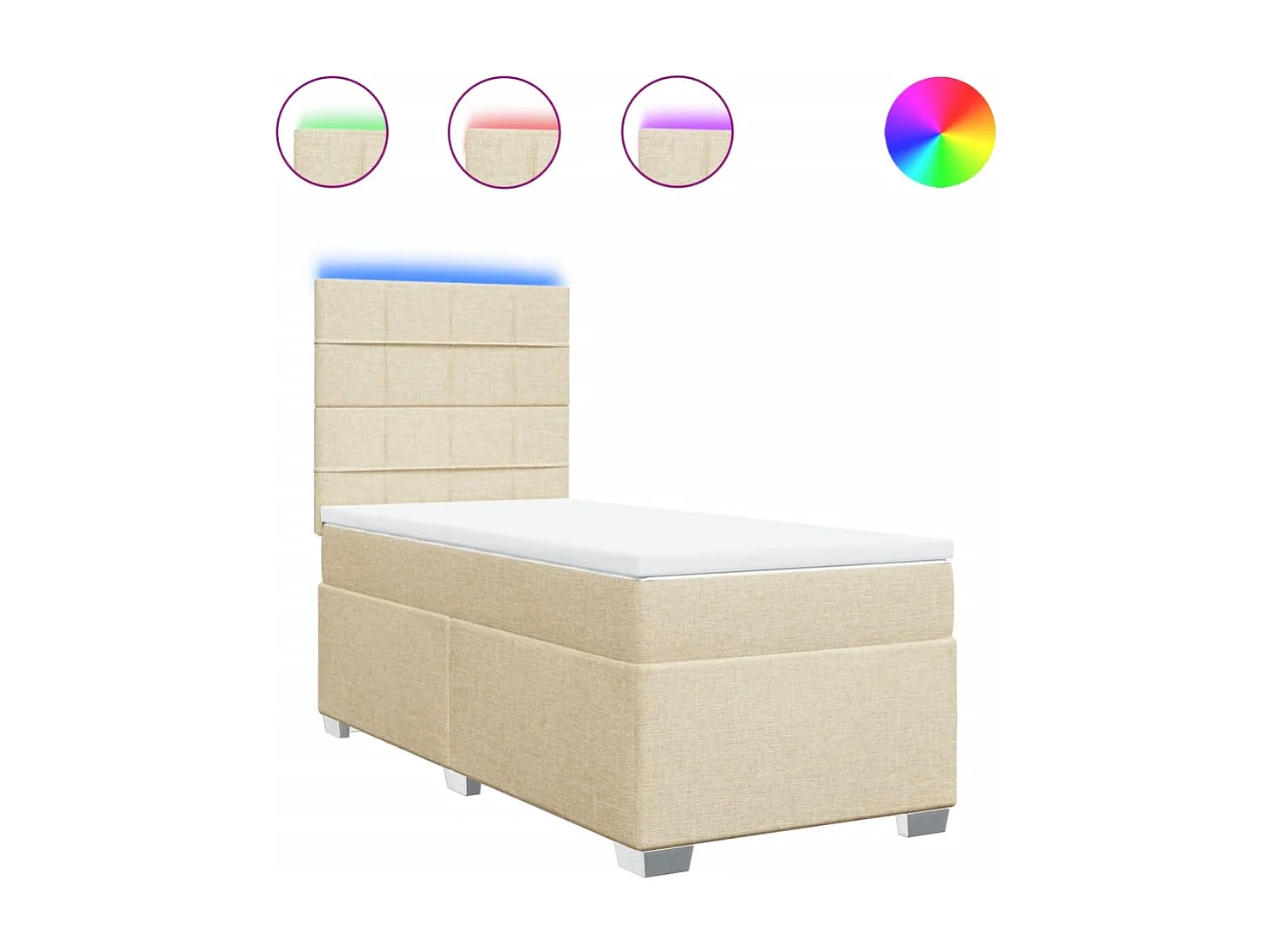 Cama com molas/colchão 90x190 cm tecido cor creme