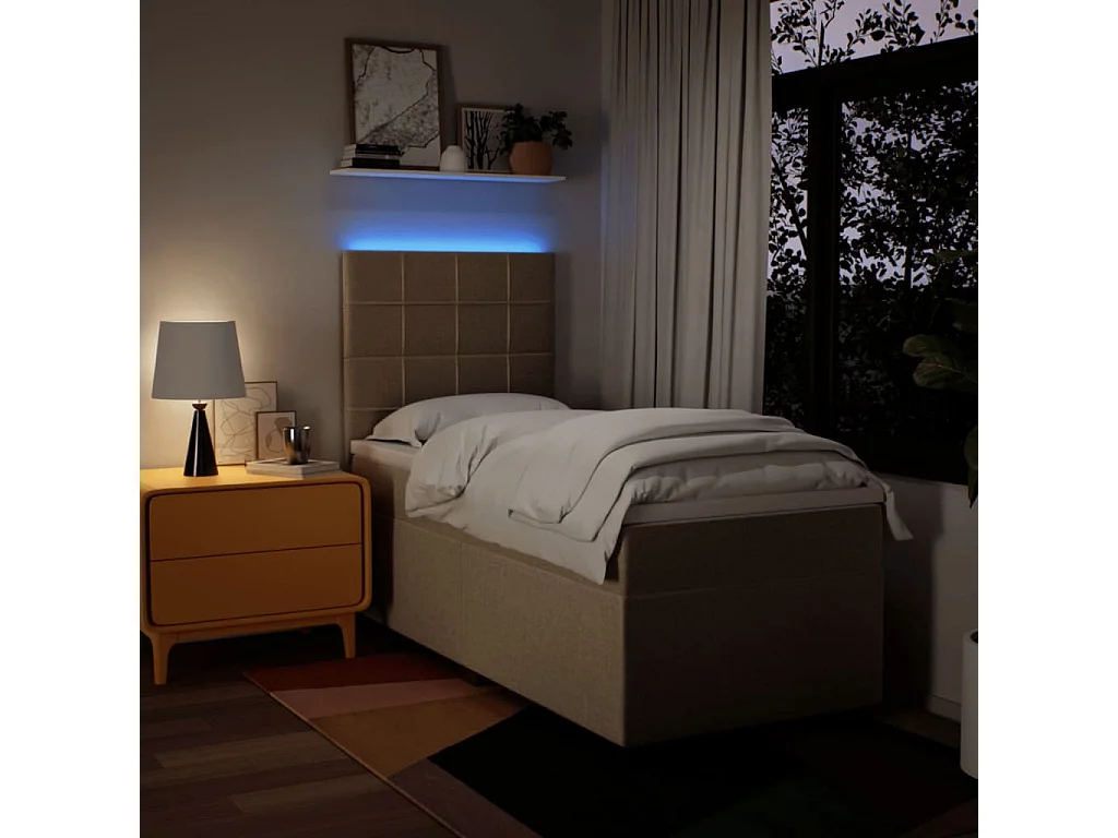 Cama com molas/colchão 90x190 cm tecido cor creme