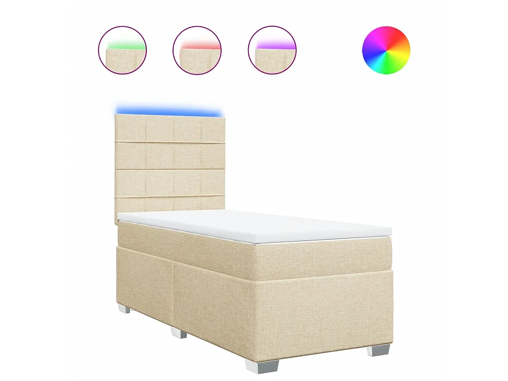 Cama com molas/colchão 90x190 cm tecido cor creme
