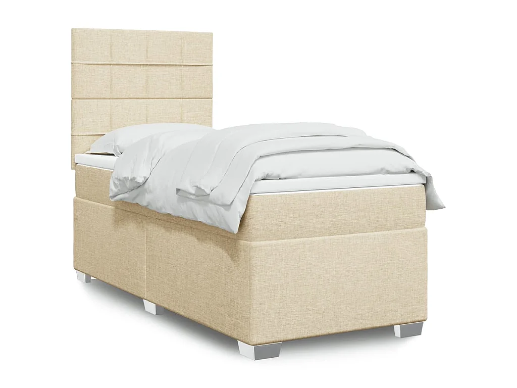 Cama com molas/colchão 90x190 cm tecido cor creme