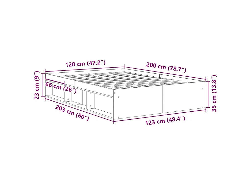 Bedframe sonoma eikenkleurig 120x200 cm