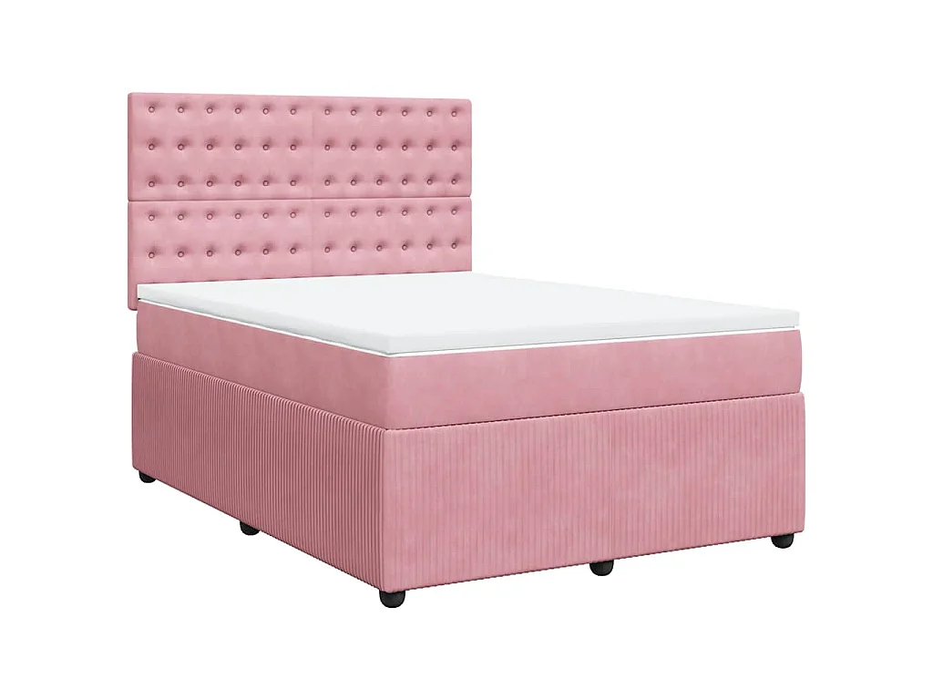Boxspringbett mit Matratze Rosa 160x200 cm Samt