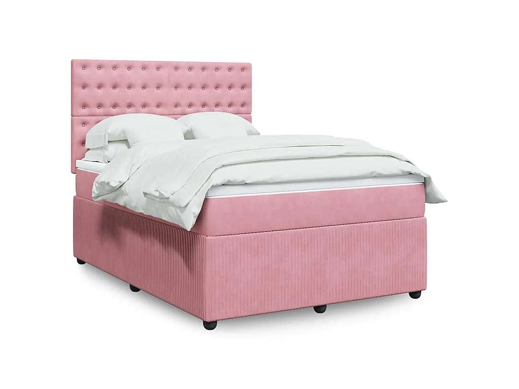 Boxspringbett mit Matratze Rosa 160x200 cm Samt