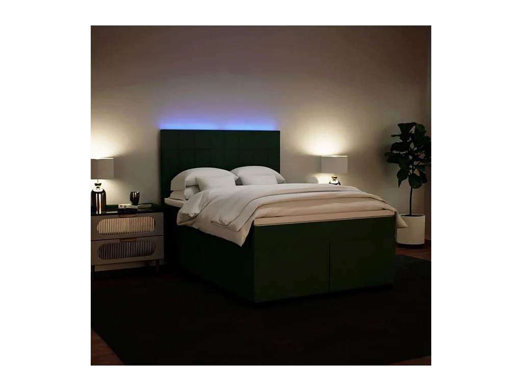 Sommier à lattes de lit et matelas Vert foncé 140x190cm Velours