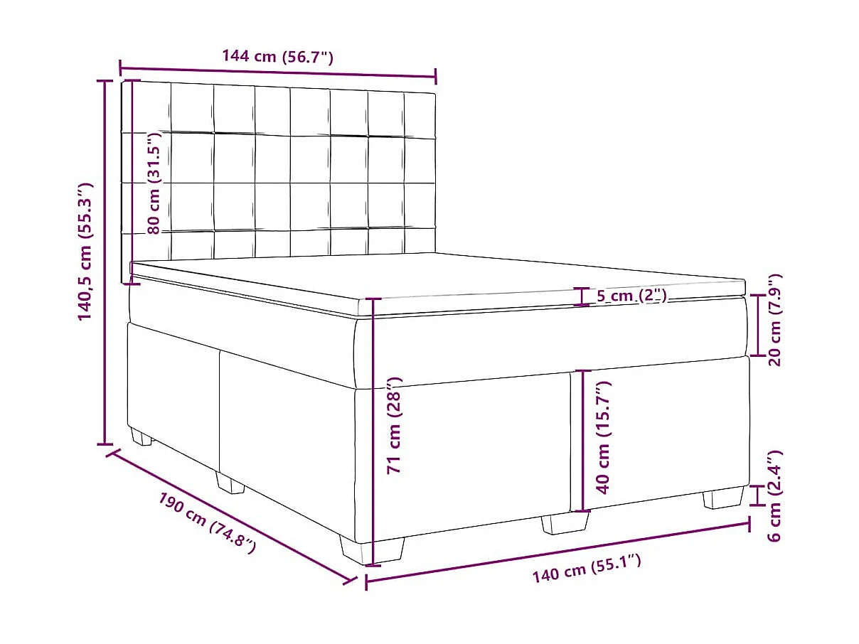 Boxspring met matras fluweel donkergroen 140x190 cm