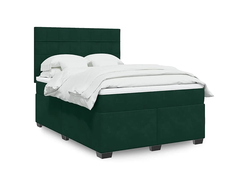 Sommier à lattes de lit et matelas Vert foncé 140x190cm Velours