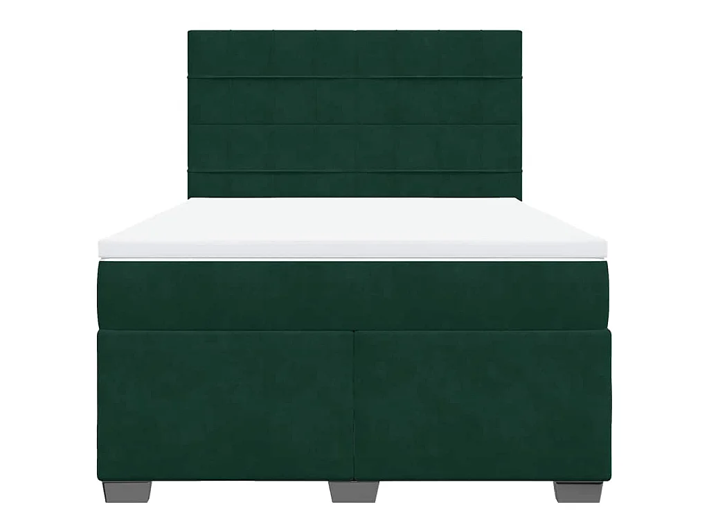 Sommier à lattes de lit et matelas Vert foncé 140x190cm Velours