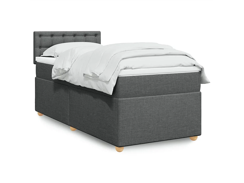 Sommier à lattes de lit et matelas Gris foncé 90x190 cm Tissu