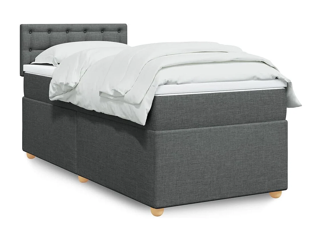 Boxspring met matras stof donkergrijs 90x190 cm