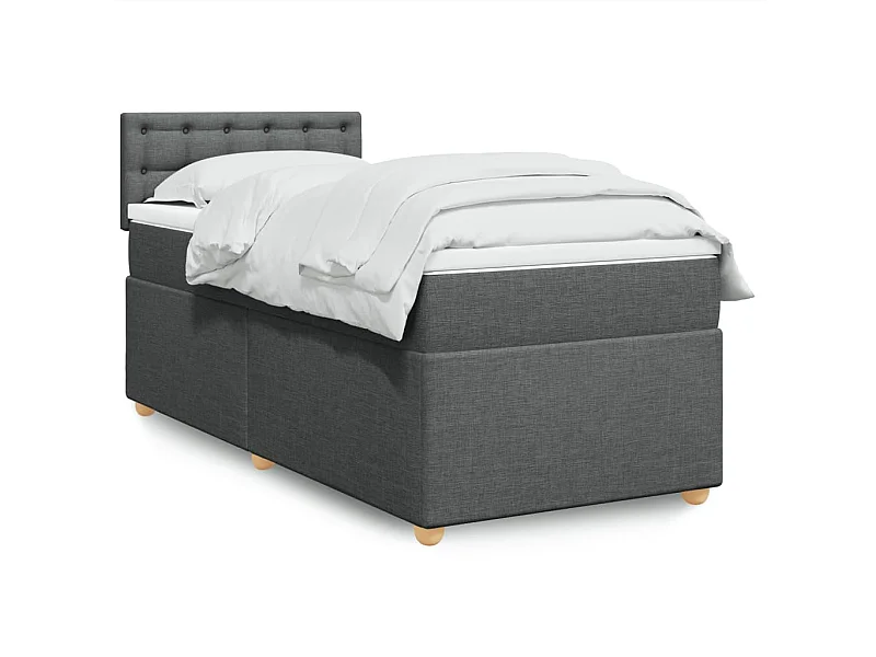 Sommier à lattes de lit et matelas Gris foncé 90x190 cm Tissu