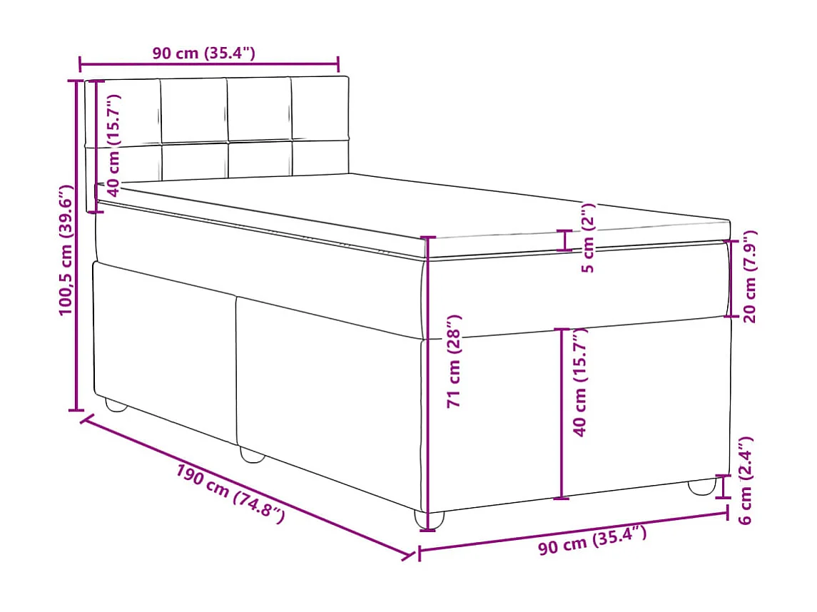 Boxspringbett mit Matratze Blau 90x190 cm Stoff