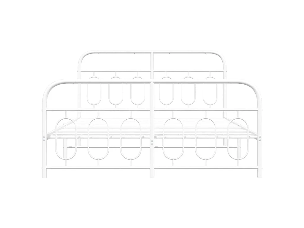 Cadre de lit métal sans matelas et pied de lit blanc 150x200 cm