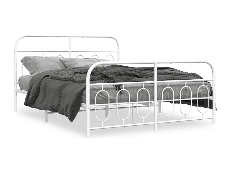 Bedframe met hoofd- en voeteneinde metaal wit 150x200 cm