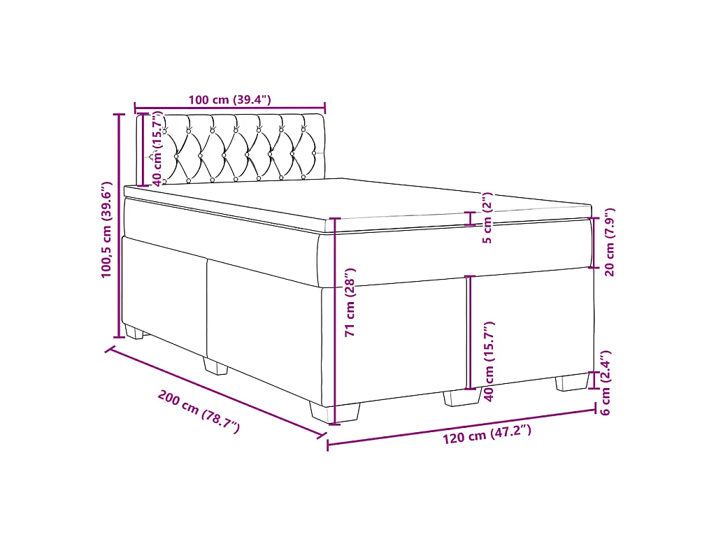 Boxspringbett mit Matratze Dunkelbraun 120x200 cm Stoff