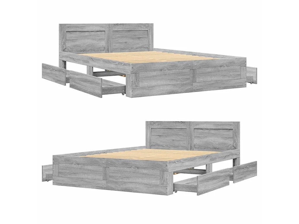 Bettgestell mit Kopfteil Grau Sonoma 120x200 cm Holzwerkstoff