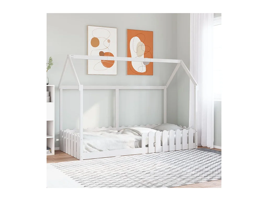Cadre de lit d'enfants forme de maison sans matelas 90x190 cm