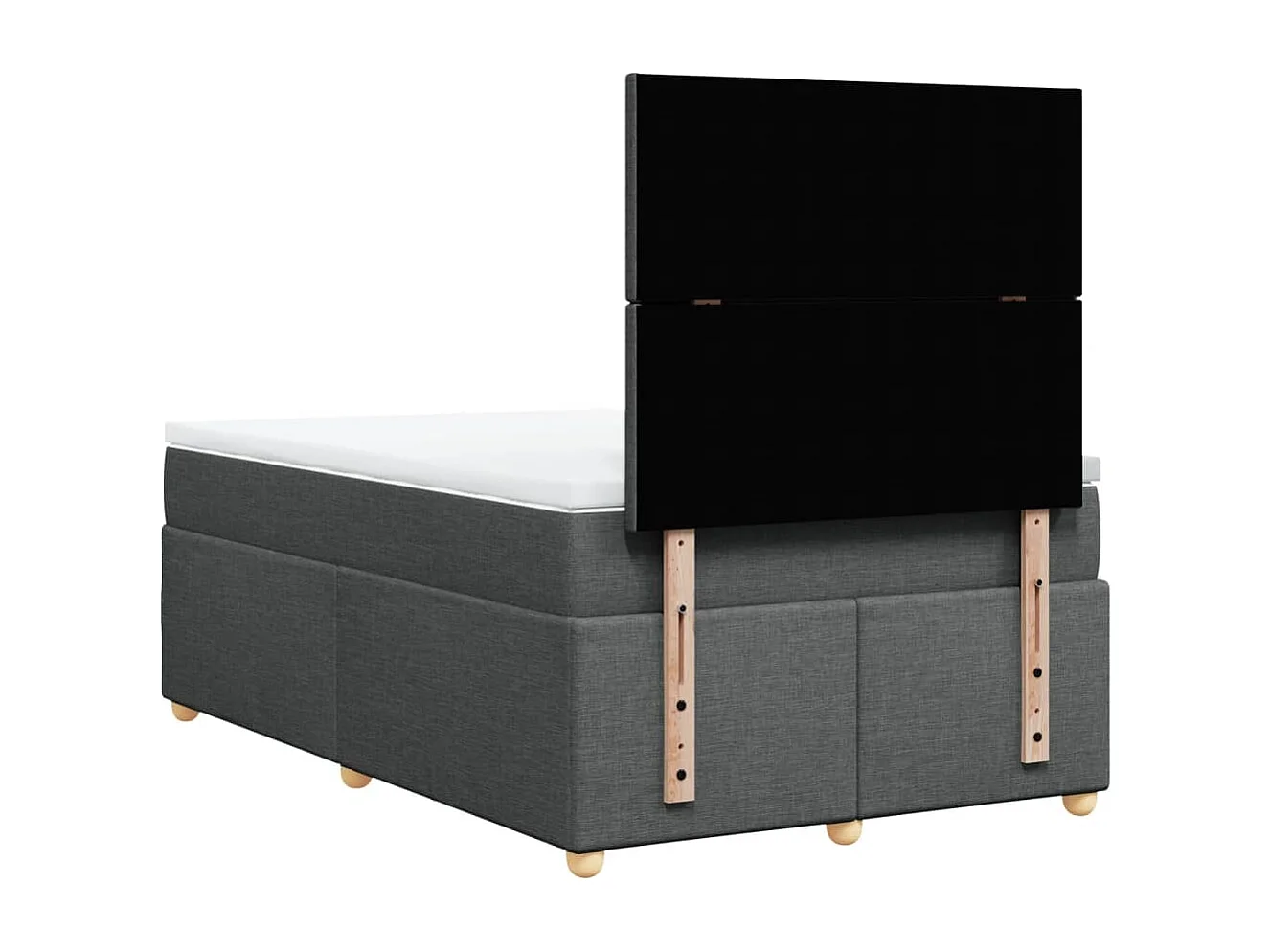 Cama box spring con colchón tela gris oscuro 120x190 cm