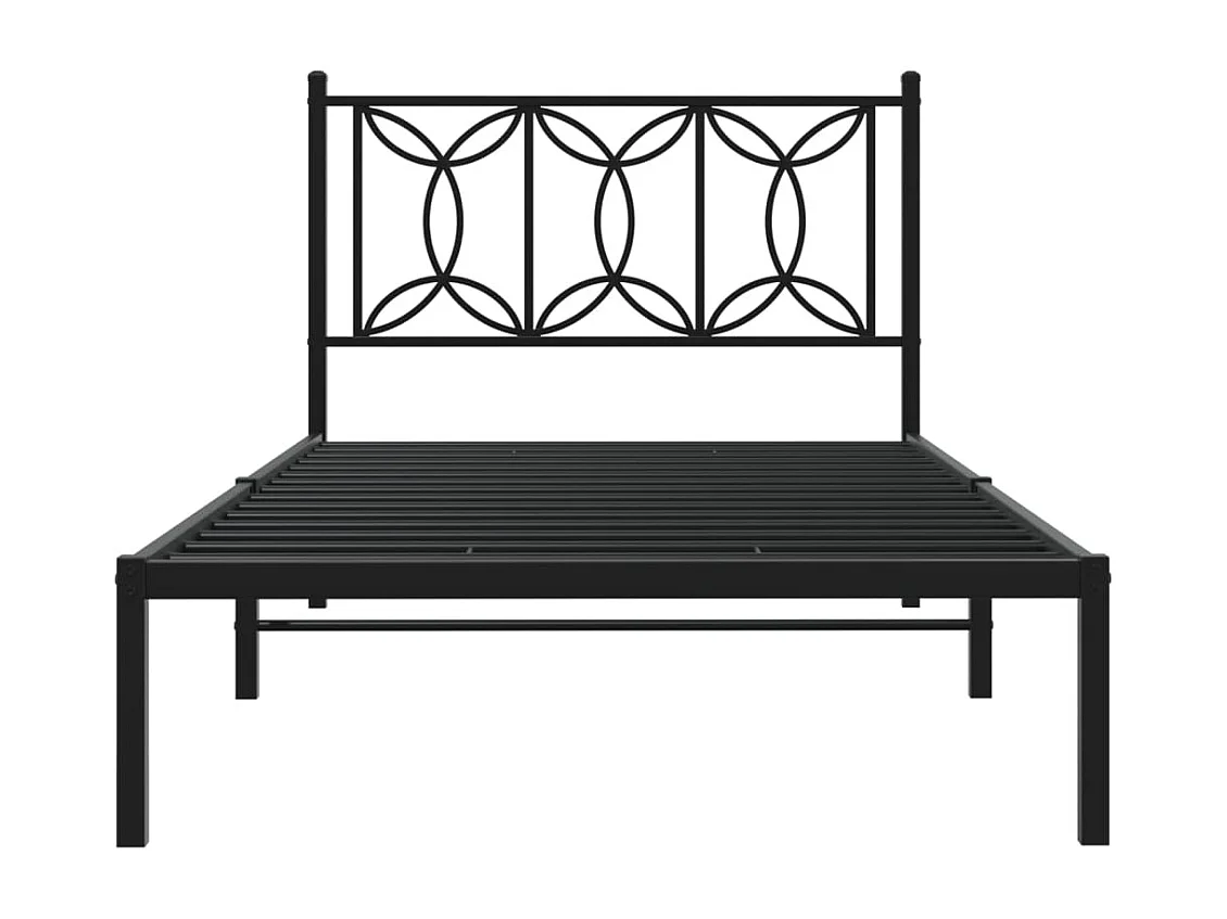 Cadre de lit métal sans matelas avec tête de lit noir 100x200cm