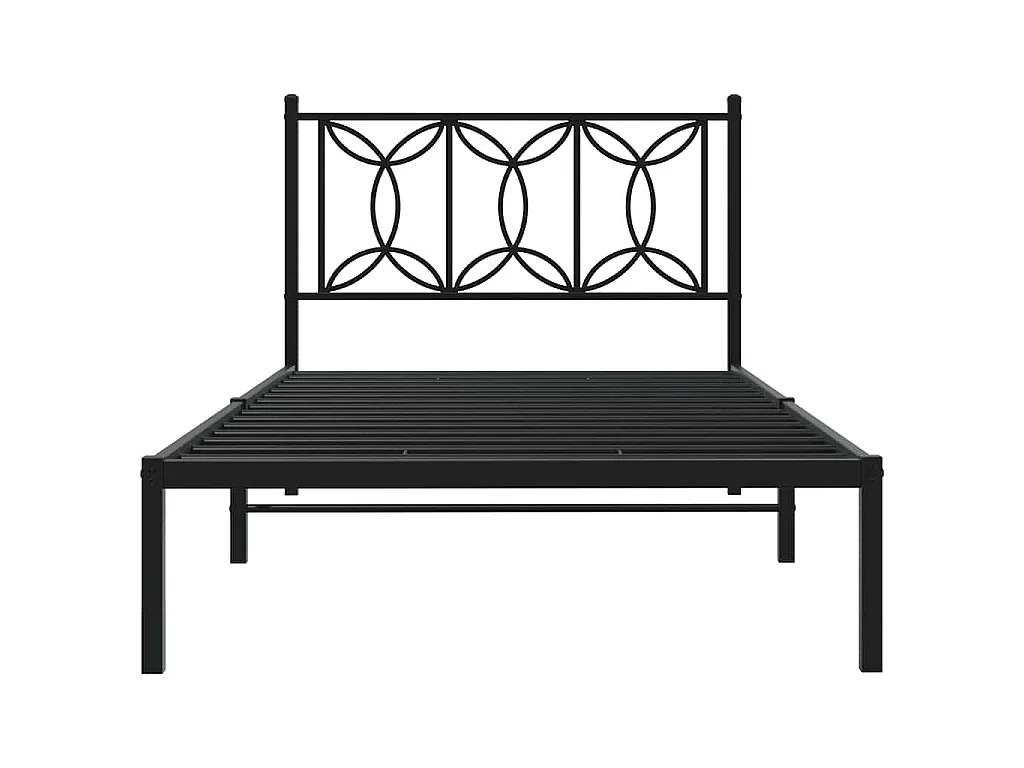 Bedframe met hoofdbord metaal zwart 100x200 cm