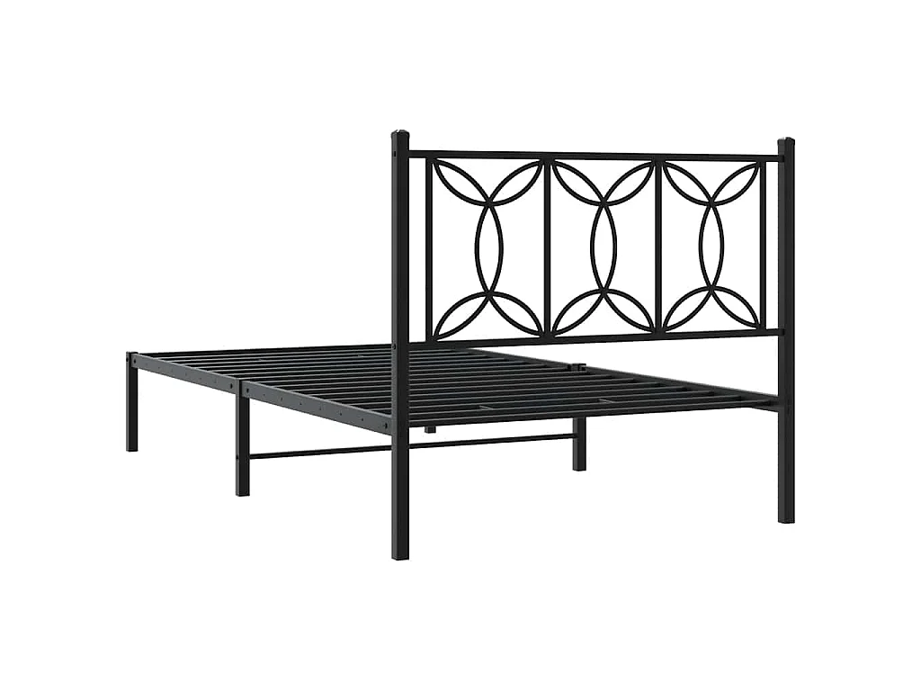 Bedframe met hoofdbord metaal zwart 100x200 cm