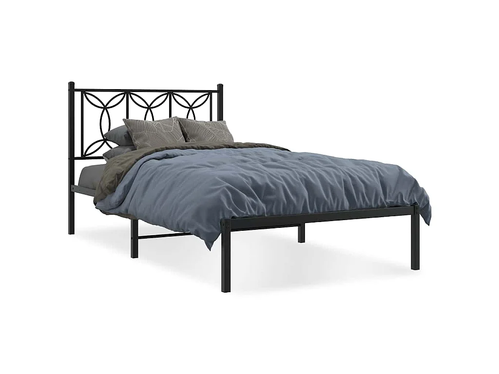 Bedframe met hoofdbord metaal zwart 100x200 cm