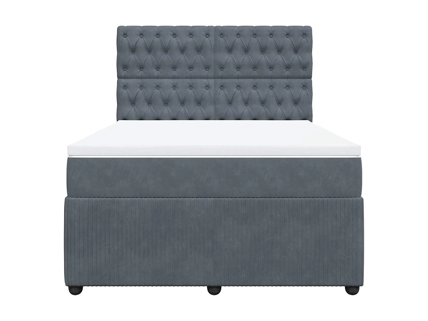 Cama com molas/colchão 140x200 cm veludo cinzento-escuro