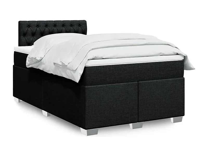Sommier à lattes de lit avec matelas Noir 120x200 cm Tissu