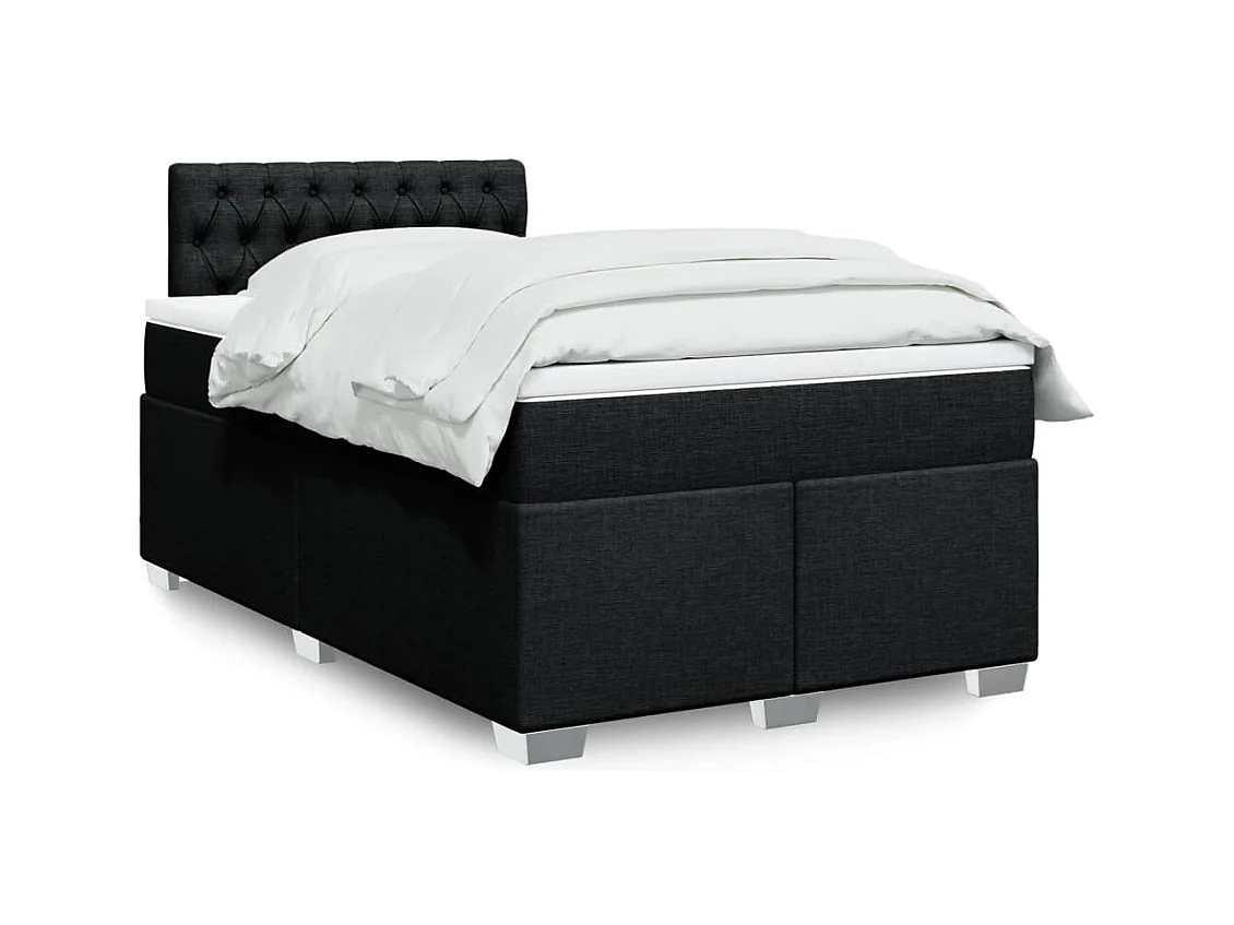 Sommier à lattes de lit avec matelas Noir 120x200 cm Tissu