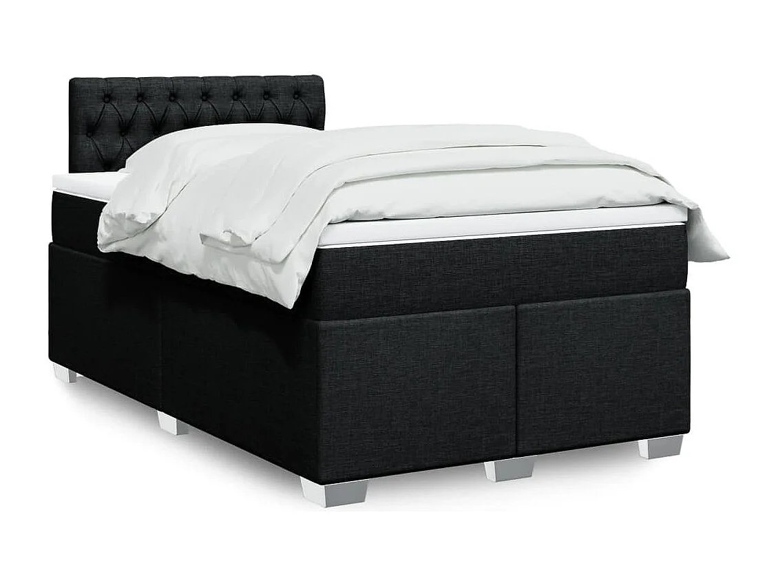 Sommier à lattes de lit avec matelas Noir 120x200 cm Tissu
