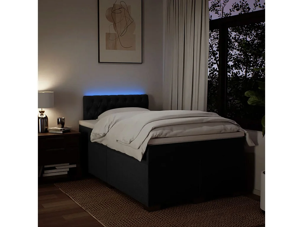 Sommier à lattes de lit avec matelas Noir 120x200 cm Tissu