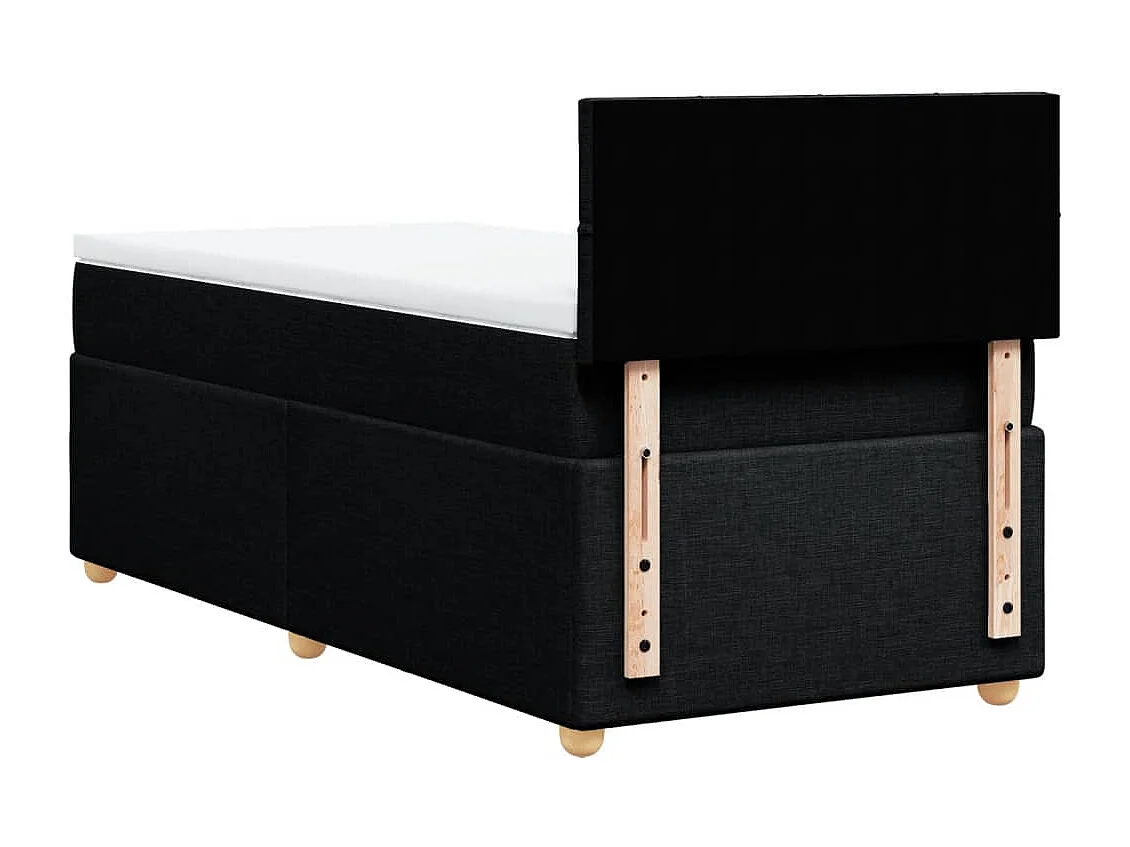 Cama box spring con colchón tela negro 90x200 cm