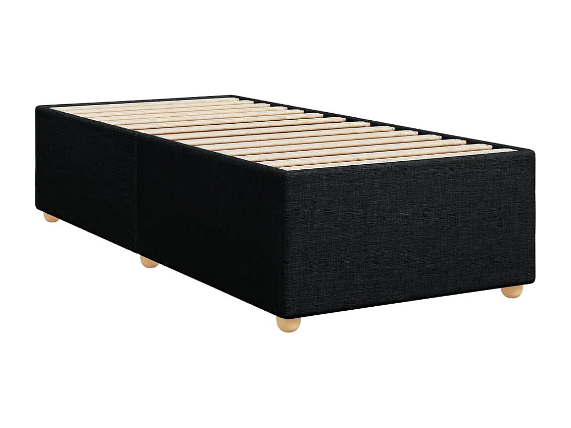 Cama box spring con colchón tela negro 90x200 cm