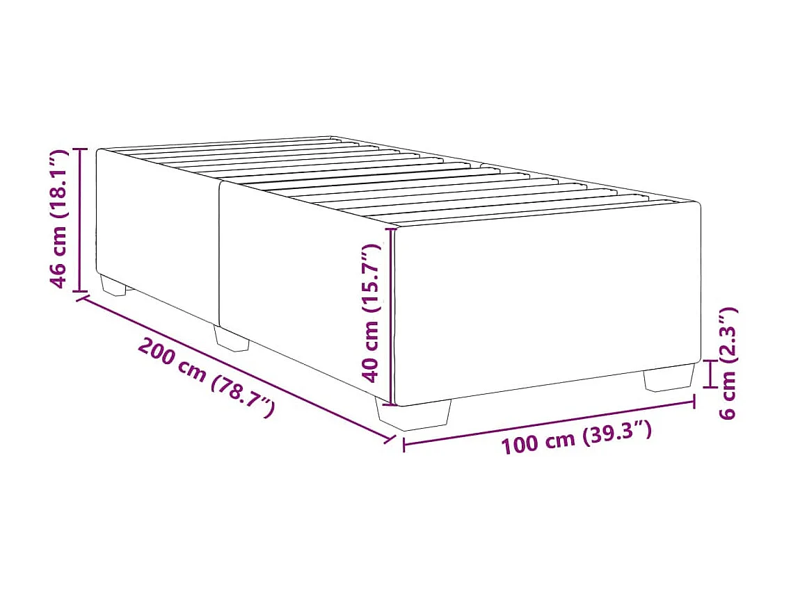 Cadre de lit sans matelas gris foncé 100x200 cm tissu