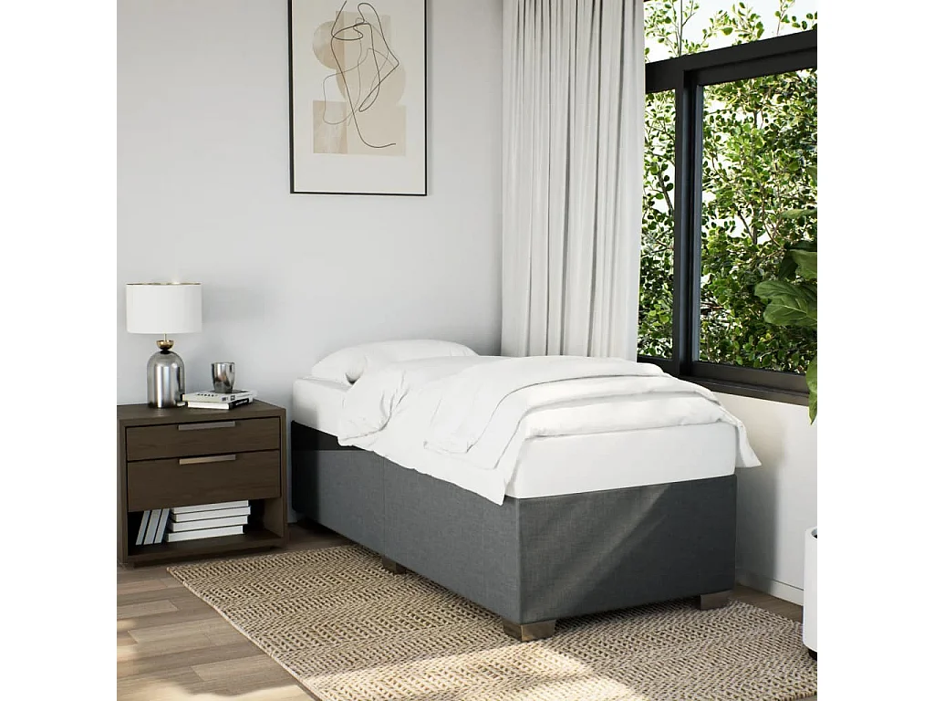Bedframe zonder matras 100x200 cm stof donkergrijs