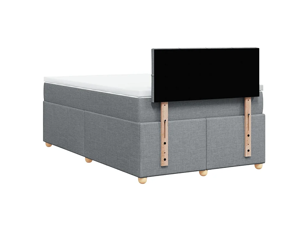 Cama box spring con colchón tela gris claro 120x200 cm