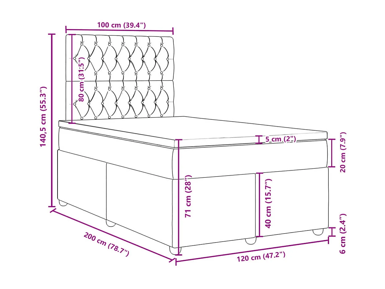 Boxspring met matras stof donkergrijs 120x200 cm