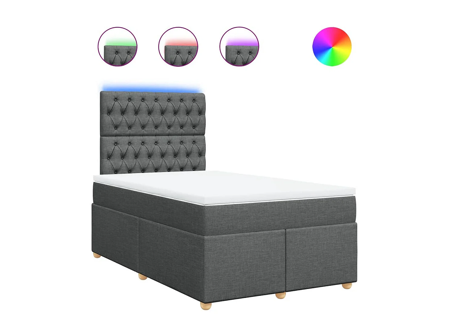 Sommier à lattes de lit avec matelas Gris foncé 120x200cm Tissu