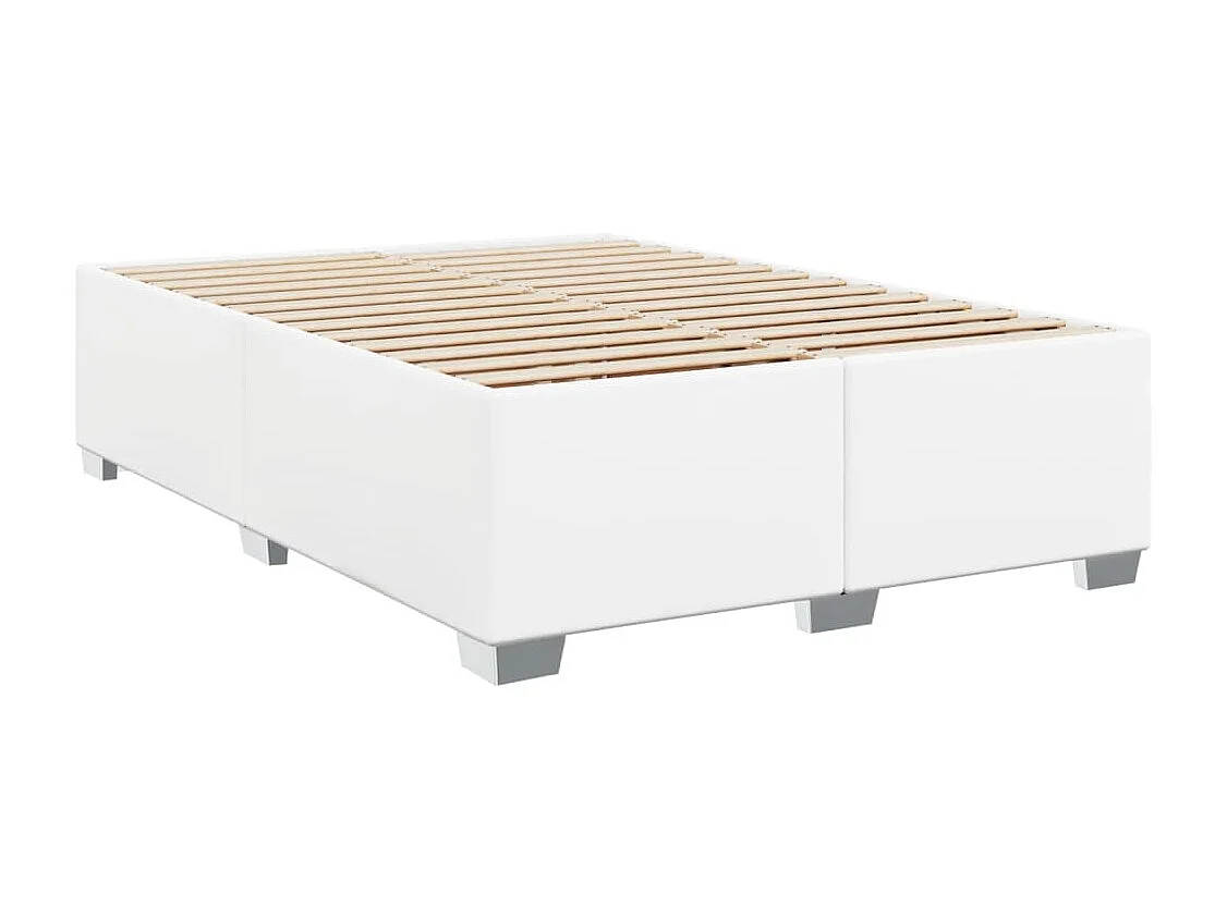 Cama box spring con colchón cuero sintético blanco 140x190 cm