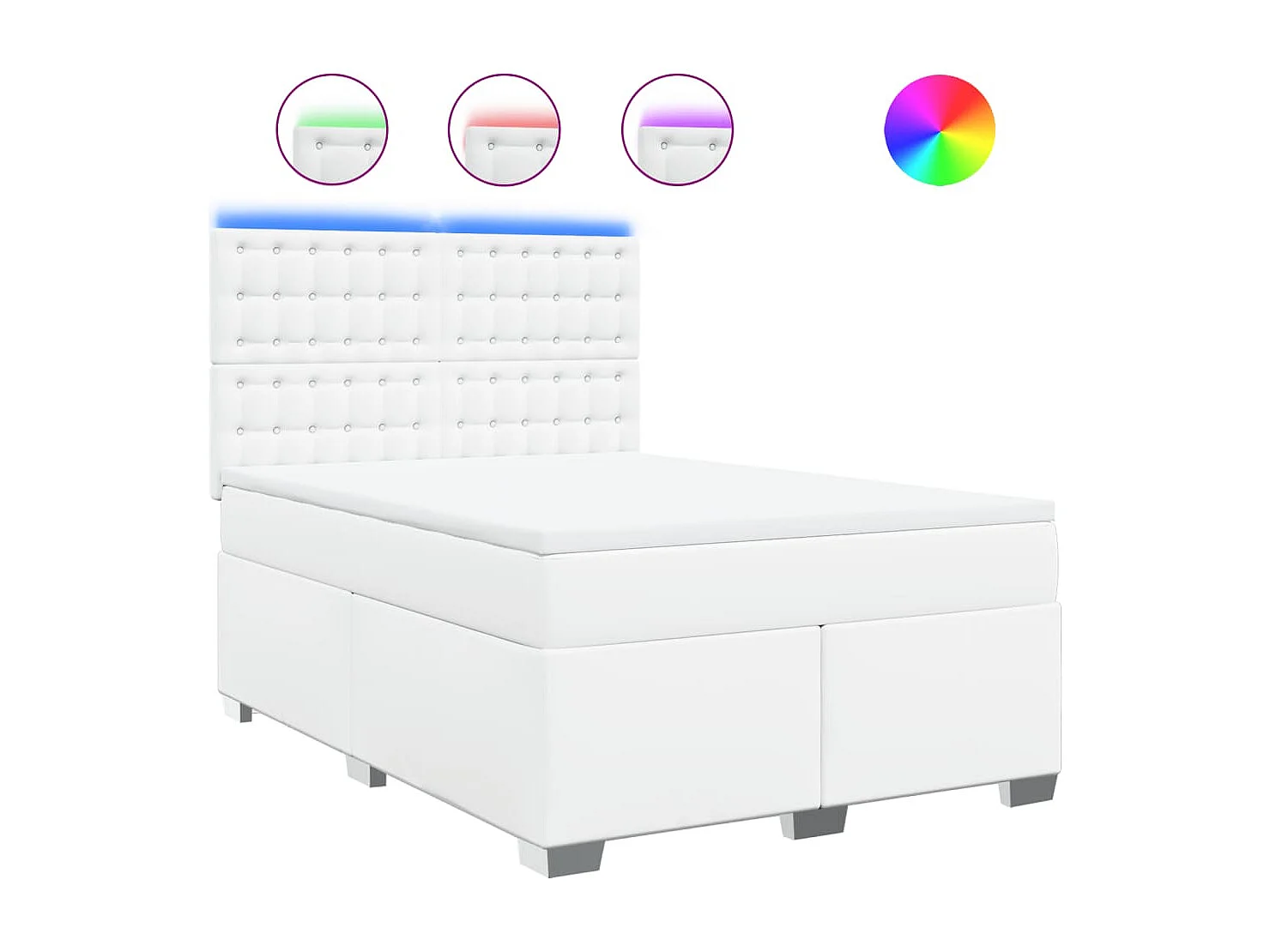 Cama com molas/colchão 140x190 cm couro artificial branco