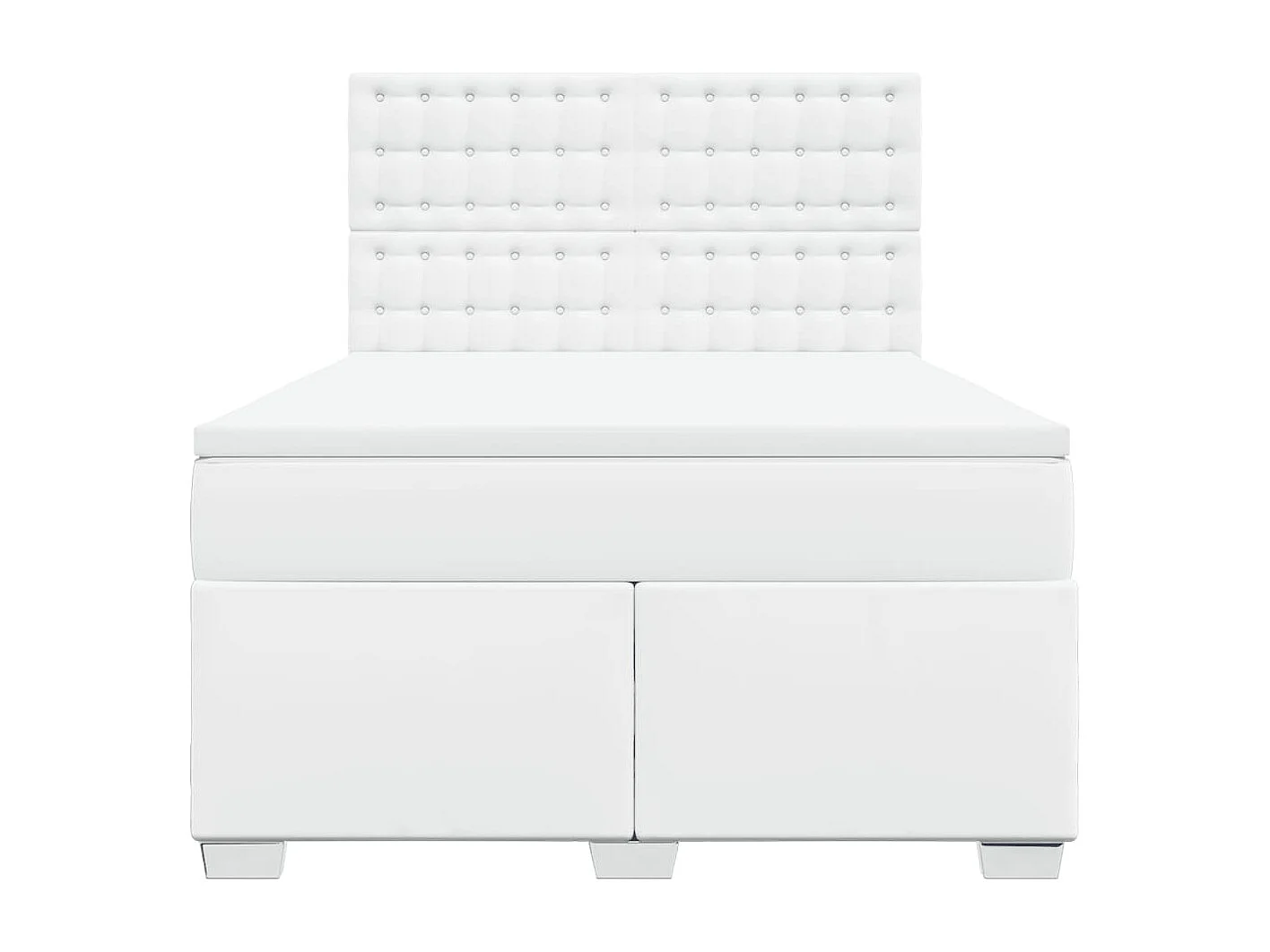 Cama com molas/colchão 140x190 cm couro artificial branco
