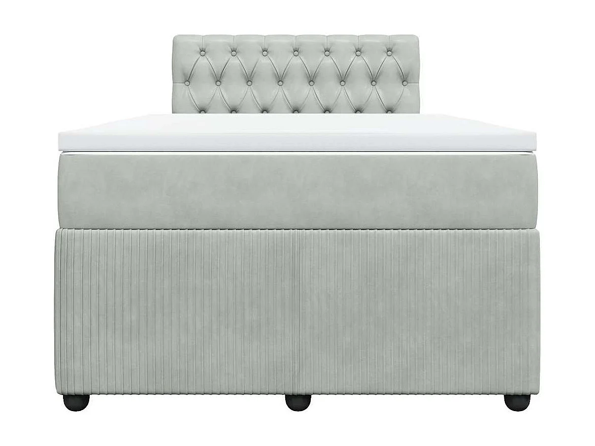 Cama boxspring c/ colchão 120x200 cm veludo cinzento-claro