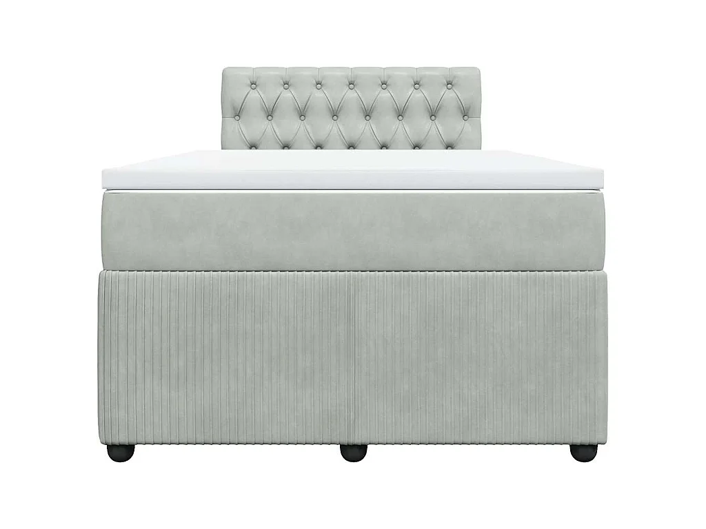 Cama box spring con colchón terciopelo gris claro 120x200 cm