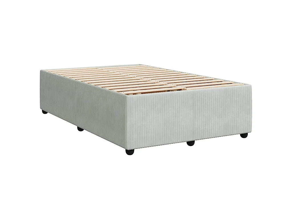 Cama box spring con colchón terciopelo gris claro 120x200 cm