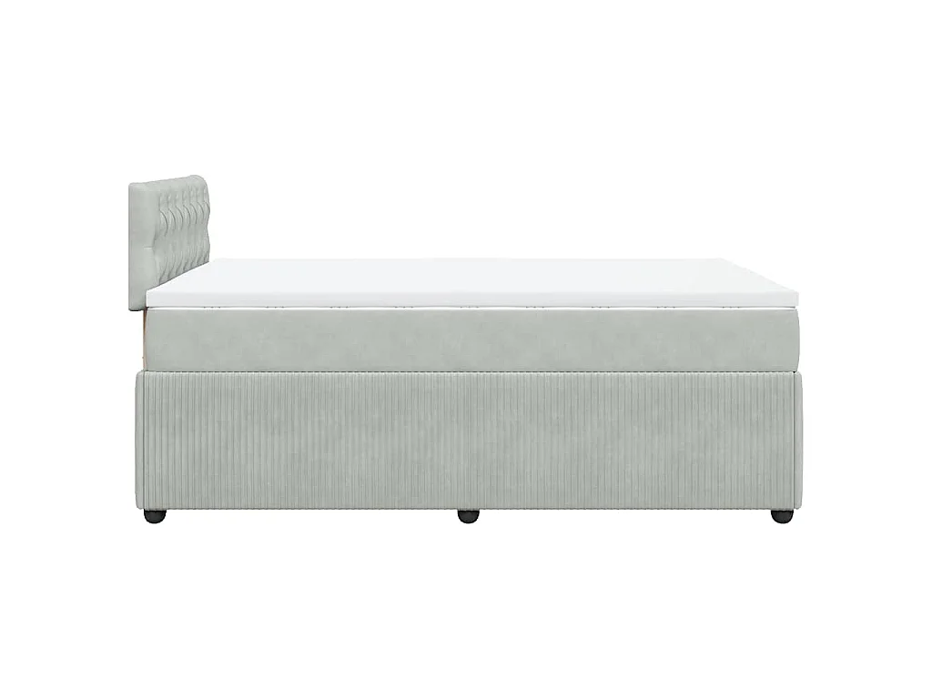 Cama box spring con colchón terciopelo gris claro 120x200 cm