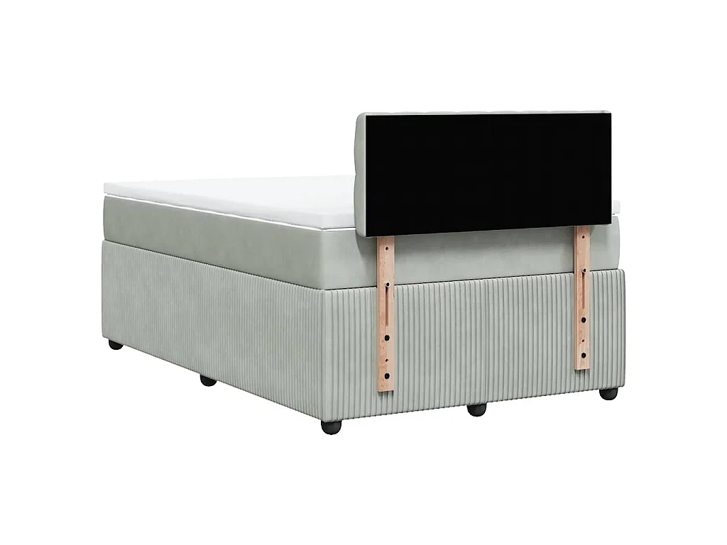 Cama box spring con colchón terciopelo gris claro 120x200 cm
