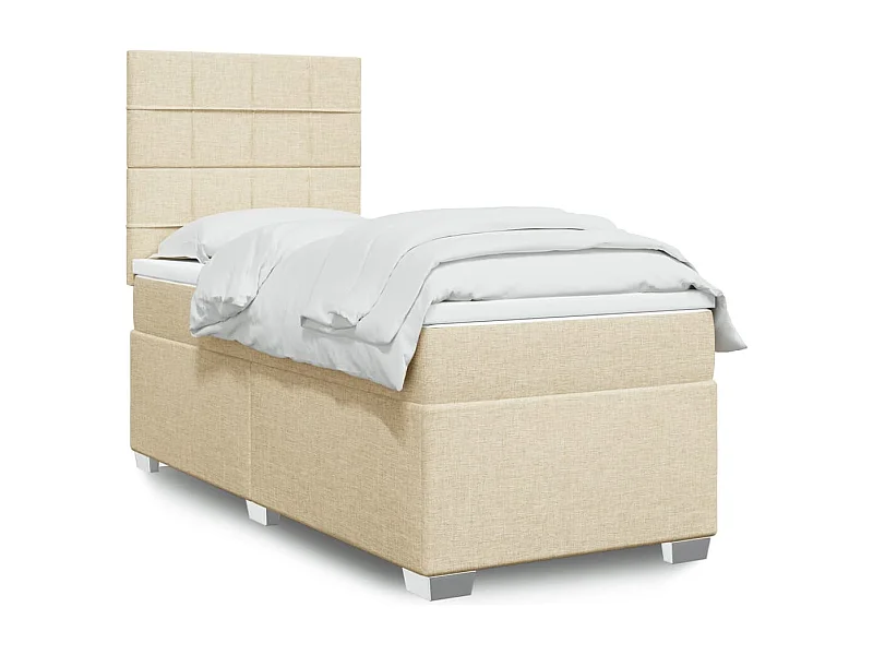 Sommier à lattes de lit avec matelas Crème 80x200 cm Tissu