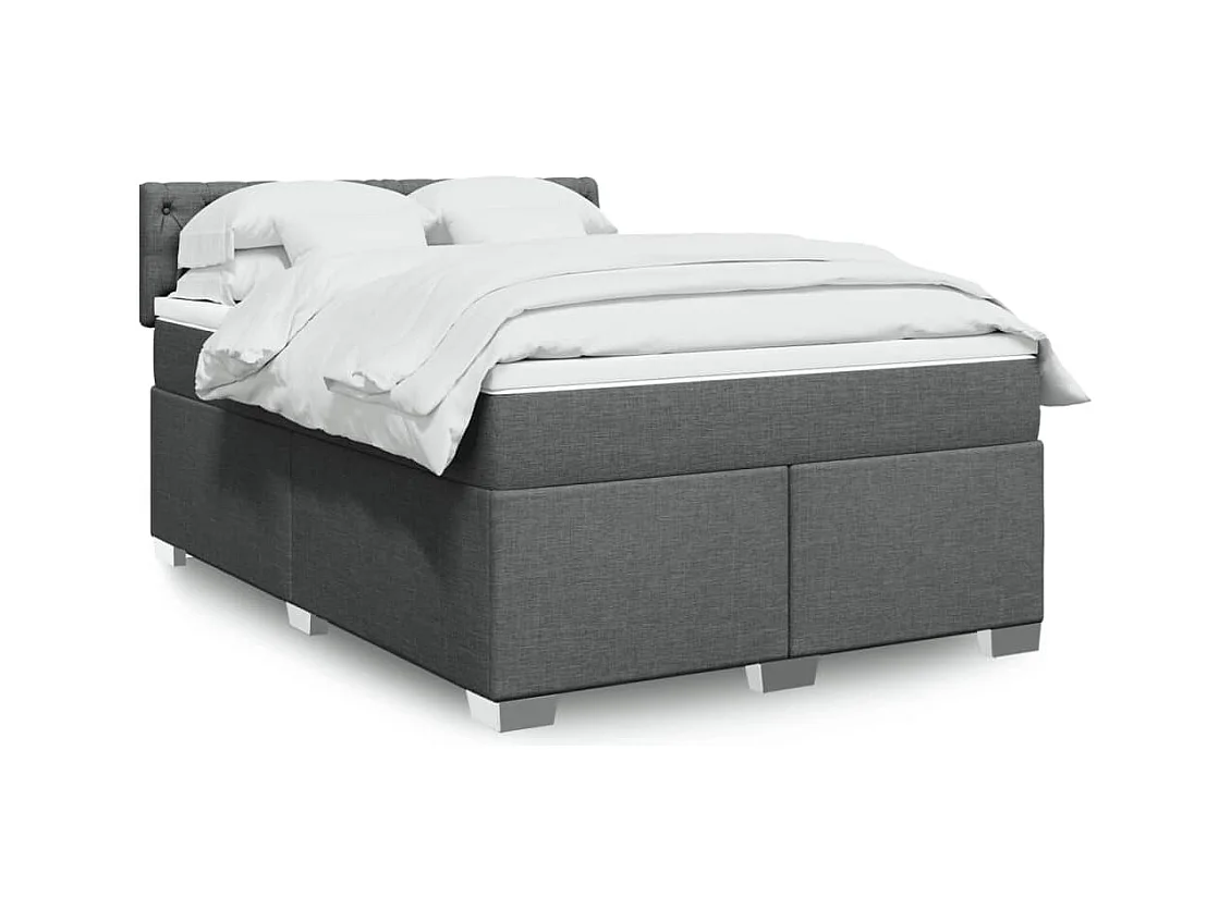 Giroletto a Molle con Materasso Grigio Scuro 140x190 cm Tessuto