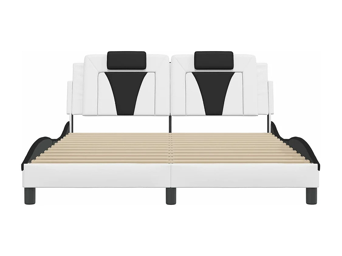 Bedframe "Viana" met LED zonder matras wit en zwart 160x200 cm